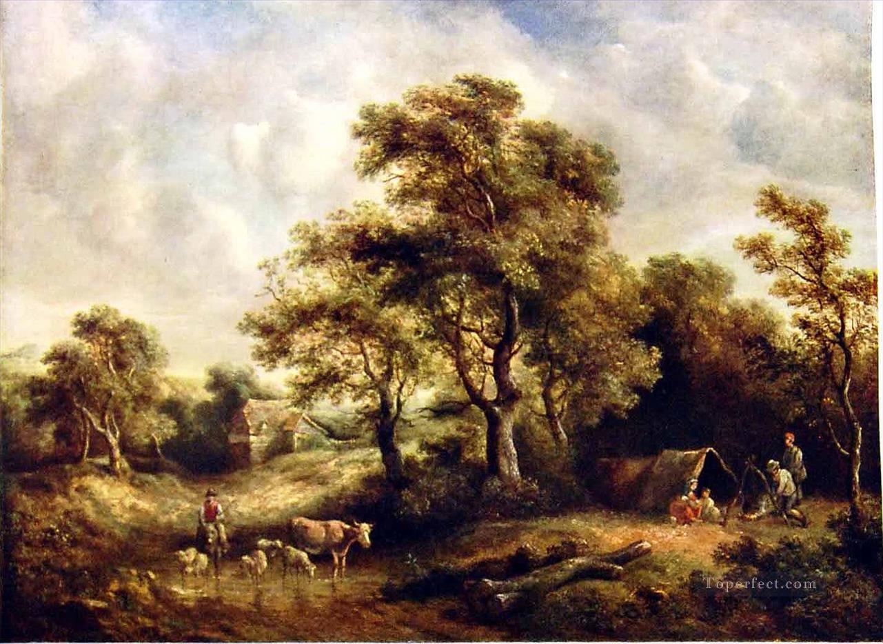 Richard Hilder landscape with gipsy tint bulls Oil Paintings